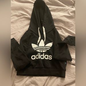 Black Adidas crop sweater with hoodie